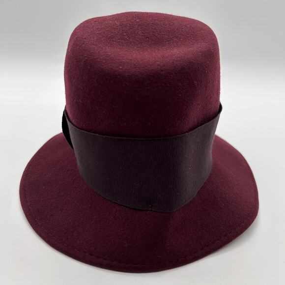 Banana Republic Hat Cloche Fedora Fitted Womens Small Medium Wool Made Italy Bow - Picture 3 of 10